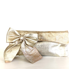 Load image into Gallery viewer, Vintage 80s/90s Gold Leather Evening/Occasion Bag with Huge Bow by Faith-Vintage Handbag, Evening Bag-Brand Spanking Vintage