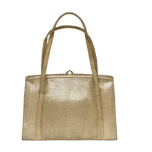 Load image into Gallery viewer, Vintage 50s/60s Dainty Buttercream Lizard Skin Top Handle Bag by Marquessa Made in England-Vintage Handbag, Exotic Skins-Brand Spanking Vintage