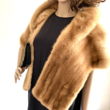 Load image into Gallery viewer, Vintage 50s Glamorous Pastel Golden Blond Mink Stole with Collar and Silk Lining-Accessories, For Her-Brand Spanking Vintage