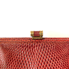 Load image into Gallery viewer, Vintage 60s/70s Rare Raspberry Red Lizard Skin Handbag w/ Coin Purse By Waldybag-Vintage Handbag, Exotic Skins-Brand Spanking Vintage