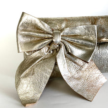 Load image into Gallery viewer, Vintage 80s/90s Gold Leather Evening/Occasion Bag with Huge Bow by Faith-Vintage Handbag, Evening Bag-Brand Spanking Vintage