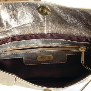 Vintage 80s/90s Gold Leather Evening/Occasion Bag with Huge Bow by Faith-Vintage Handbag, Evening Bag-Brand Spanking Vintage