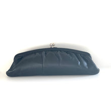 Load image into Gallery viewer, Vintage 60s/70s Slim Long Black Leather Clutch Bag Silvertone Clasp by Freedex-Vintage Handbag, Clutch Bag-Brand Spanking Vintage