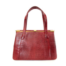 Load image into Gallery viewer, Vintage 70s Rare Raspberry Red Lizard Skin Handbag By Rayne/Waldybag-Vintage Handbag, Exotic Skins-Brand Spanking Vintage