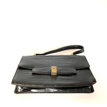 Load image into Gallery viewer, Vintage 40s/50s Large Black Porosus Crocodile Skin Handbag w/ Gilt Clasp-Vintage Handbag, Kelly Bag-Brand Spanking Vintage