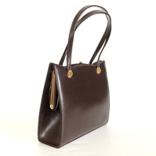 Load image into Gallery viewer, Vintage 60s/70s Dainty Brown Leather Top Handle Bag By Waldybag with Gilt Rose Detail-Vintage Handbag, Top Handle Bag-Brand Spanking Vintage