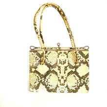 Load image into Gallery viewer, Vintage 60s Leather Faux Python Top Handle Bag Garfields London-Vintage Handbag, Top Handle Bag-Brand Spanking Vintage