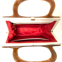 Load image into Gallery viewer, Vintage 60s/70s White Patent Leather Handbag with Lucite Handles by Widegate-Vintage Handbag, Top Handle Bag-Brand Spanking Vintage