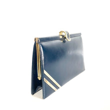 Load image into Gallery viewer, Vintage 70s Navy Leather Clutch Bag By Eros Made in England-Vintage Handbag, Clutch Bag-Brand Spanking Vintage