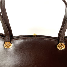 Load image into Gallery viewer, Vintage 60s/70s Dainty Brown Leather Top Handle Bag By Waldybag with Gilt Rose Detail-Vintage Handbag, Top Handle Bag-Brand Spanking Vintage
