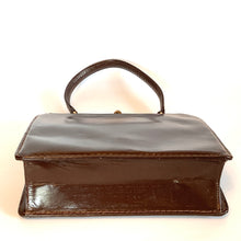 Load image into Gallery viewer, Vintage 60s/70s Classic Dainty Dark Chestnut Brown Patent Leather Top Handle Bag By Waldybag-Vintage Handbag, Top Handle Bag-Brand Spanking Vintage
