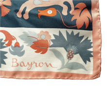 Load image into Gallery viewer, Large Vintage 70s Bayron Silk Scarf in Rich Airforce Blue, Pink, Orange and Ivory-Scarves-Brand Spanking Vintage