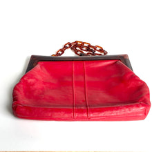 Load image into Gallery viewer, Vintage 80s Large Lipstick Red Leather Dolly Bag, Handbag w Lucite Frame/Chain Middx-Vintage Handbag, Clutch Bag,dolly bag-Brand Spanking Vintage