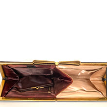 Load image into Gallery viewer, Vintage Elegant 40s/50s Brown Leather Clutch Waldybag Occasion/Evening Bag Bow Clasp and Silk Purse-Vintage Handbag, Clutch Bag-Brand Spanking Vintage