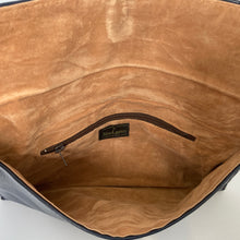 Load image into Gallery viewer, Vintage 70s Dark Navy Leather Slim Clutch Bag Gilt Anchor Clasp By MacLaren Made In England-Vintage Handbag, Clutch Bag-Brand Spanking Vintage