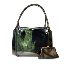Load image into Gallery viewer, Vintage 50s/60s Handbag Black Patent Leather w/ Matching Black Silk Coin Purse Waldybag-Vintage Handbag, Top Handle Bag-Brand Spanking Vintage