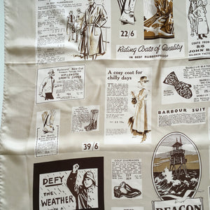 Large Silk 'Vintage Ads' Barbour Scarf New-Scarves-Brand Spanking Vintage