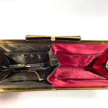 Load image into Gallery viewer, Vintage Elegant 40s/50s Black Clutch Waldybag Evening Bag Bow Clasp/Silk Purse-Vintage Handbag, Clutch Bag-Brand Spanking Vintage