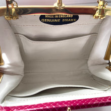 Load image into Gallery viewer, Vintage Fuchsia Pink Snakeskin Clutch Bag with Fold In Chain and Leather Lining Made in England-Vintage Handbag, Exotic Skins-Brand Spanking Vintage
