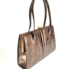 Load image into Gallery viewer, Vintage Handbag 60s/70s In Chocolate Brown Mottled Patent Leather by Meadows Regent St-Vintage Handbag, Top Handle Bag-Brand Spanking Vintage