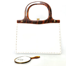 Load image into Gallery viewer, Vintage 60s/70s White Patent Leather Handbag with Lucite Handles by Widegate-Vintage Handbag, Top Handle Bag-Brand Spanking Vintage