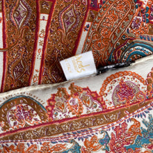 Load image into Gallery viewer, Large Vintage 70s Harrods Silk Scarf in Rich Paisley, Cream, Rust, Burgundy, Blue Made In Italy-Scarves-Brand Spanking Vintage