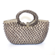 Load image into Gallery viewer, Vintage 60s Rosenfeld Lucite Beaded Resort Hand Basket w/Purse, Silver Grey Made in Italy-Vintage Handbag, Evening Bag-Brand Spanking Vintage