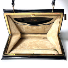 Load image into Gallery viewer, Vintage 50s/60s Black Patent Leather Classic Top Handle Bag Side Clasp Waldybag-Vintage Handbag, Top Handle Bag-Brand Spanking Vintage