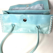 Load image into Gallery viewer, Vintage 70s/80s Pale Turquoise Blue/White Leather Bag Day/Evening/Occasion/Holiday Jane Shilton-Vintage Handbag, Dolly Bag-Brand Spanking Vintage
