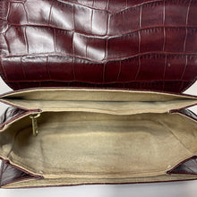 Load image into Gallery viewer, Vintage 80s Brown Leather Croc Print Bamboo Top Handle Bag Made in Italy-Vintage Handbag, Top Handle Bag-Brand Spanking Vintage