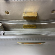 Load image into Gallery viewer, Vintage Dainty Nude Beige Pearlised Leather Handbag Faux Tortoise Handle Russell & Bromley-Vintage Handbag, Top Handle Bag-Brand Spanking Vintage