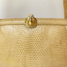 Load image into Gallery viewer, Vintage 50s/60s Dainty Buttercream Lizard Skin Top Handle Bag by Marquessa Made in England-Vintage Handbag, Exotic Skins-Brand Spanking Vintage