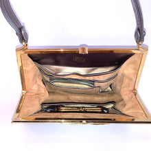 Load image into Gallery viewer, Vintage Handbag 50s/60s In Grey Pearlescent Leather w/ Coin Purse and Bow Clasp by Lodix-Vintage Handbag, Top Handle Bag-Brand Spanking Vintage