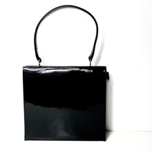 Load image into Gallery viewer, Vintage 50s/60s Black Patent Leather Classic Top Handle Bag Side Clasp Waldybag-Vintage Handbag, Top Handle Bag-Brand Spanking Vintage