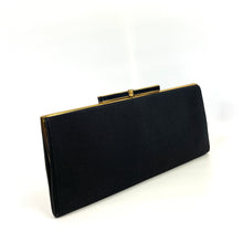 Load image into Gallery viewer, Vintage Elegant 40s/50s Black Clutch Waldybag Evening Bag Bow Clasp/Silk Purse-Vintage Handbag, Clutch Bag-Brand Spanking Vintage