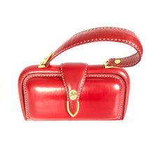 Load image into Gallery viewer, Vintage Rare Pillar Box Red Leather Top Handle bag by Susan Bond Street Postman's Lock Made in England-Vintage Handbag, Top Handle Bag-Brand Spanking Vintage