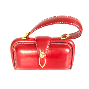 Vintage Rare Pillar Box Red Leather Top Handle bag by Susan Bond Street Postman's Lock Made in England-Vintage Handbag, Top Handle Bag-Brand Spanking Vintage