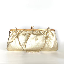 Load image into Gallery viewer, Vintage 60s Gold Leather Evening/Occasion Bag w Chain-Vintage Handbag, Evening Bag-Brand Spanking Vintage
