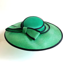 Load image into Gallery viewer, Vintage Stunning Large Emerald Green/Black Saucer Hat with Large Feature Bow-Accessories, For Her-Brand Spanking Vintage