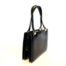 Load image into Gallery viewer, Vintage 60s/70s Classic Black Leather Handbag By Royal Warrant Holder Rayne-Vintage Handbag, Top Handle Bag-Brand Spanking Vintage