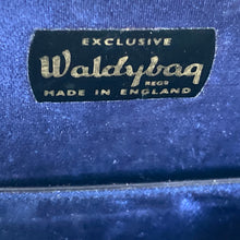 Load image into Gallery viewer, Vintage 60s/70s Dainty Royal Blue Leather Top Handle Bag By Waldybag with Gilt Rose Detail-Vintage Handbag, Top Handle Bag-Brand Spanking Vintage