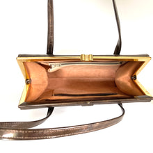 Load image into Gallery viewer, Vintage Handbag 60s/70s In Chocolate Brown Mottled Patent Leather by Meadows Regent St-Vintage Handbag, Top Handle Bag-Brand Spanking Vintage