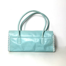 Load image into Gallery viewer, Vintage 70s/80s Pale Turquoise Blue/White Leather Bag Day/Evening/Occasion/Holiday Jane Shilton-Vintage Handbag, Dolly Bag-Brand Spanking Vintage