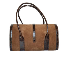 Load image into Gallery viewer, Exquisite Vintage Rare Mappin & Webb 'Speedy' Style Crocodile Skin/Suede Handbag Rich Chocolate Brown-Vintage Handbag, Large Handbag-Brand Spanking Vintage