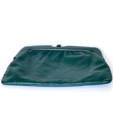 Load image into Gallery viewer, Vintage 70s Forest Green Leather Clutch Bag Green Lucite Frame/Clasp Made in Italy-Vintage Handbag, Clutch Bag-Brand Spanking Vintage