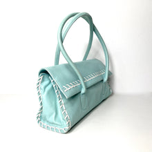 Load image into Gallery viewer, Vintage 70s/80s Pale Turquoise Blue/White Leather Bag Day/Evening/Occasion/Holiday Jane Shilton-Vintage Handbag, Dolly Bag-Brand Spanking Vintage