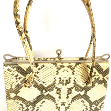 Load image into Gallery viewer, Vintage 60s Leather Faux Python Top Handle Bag Garfields London-Vintage Handbag, Top Handle Bag-Brand Spanking Vintage