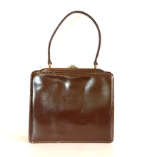 Load image into Gallery viewer, Vintage 60s/70s Classic Dainty Dark Chestnut Brown Patent Leather Top Handle Bag By Waldybag-Vintage Handbag, Top Handle Bag-Brand Spanking Vintage