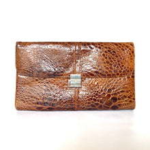 Load image into Gallery viewer, Vintage 50s Elegant Copper Brown Turtle Skin Clutch Bag Silvertone Clasp /Chain by Fior-Vintage Handbag, Exotic Skins-Brand Spanking Vintage