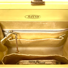 Load image into Gallery viewer, Vintage 60s Rayne Yellow/White Pearlescent Leather Top Handle Handbag Silk Coin Purse-Vintage Handbag, Top Handle Bag-Brand Spanking Vintage